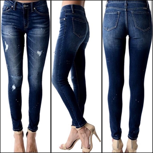 Kancan Jeans Women's 13/30 Mid Rise Destroyed Skinny - Picture 1 of 6